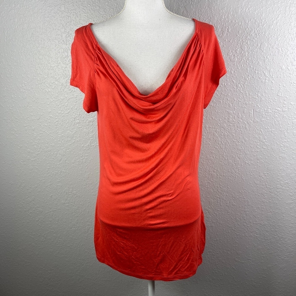 Bright Salmon color top with ruching